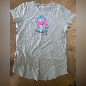 Under Armour Kids Gray Tee with Pink and Blue Logo